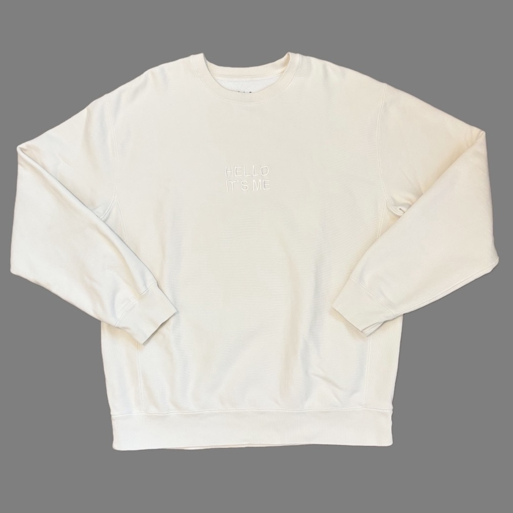 "Hello Its Me" Embroidered Cream Crewneck Sweatshirt 2XL Adele Official Merch - Picture 4 of 11